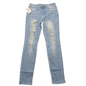 NWT Roswear Distressed Skinny Jeans Womens S US 4-6 Light Wash Blue Ripped Denim